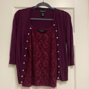 White House Black Market Cardigan and Camisole Set